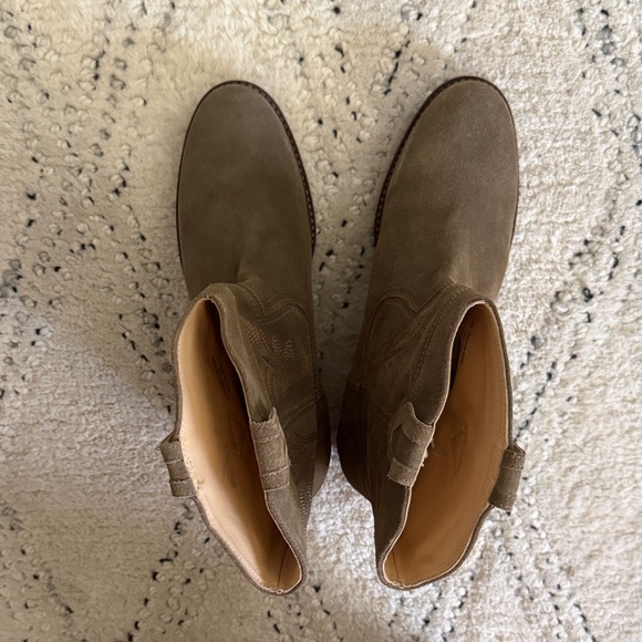 Frye Women's Suede Ankle Booties — Olive Brown - Picture 2 of 8